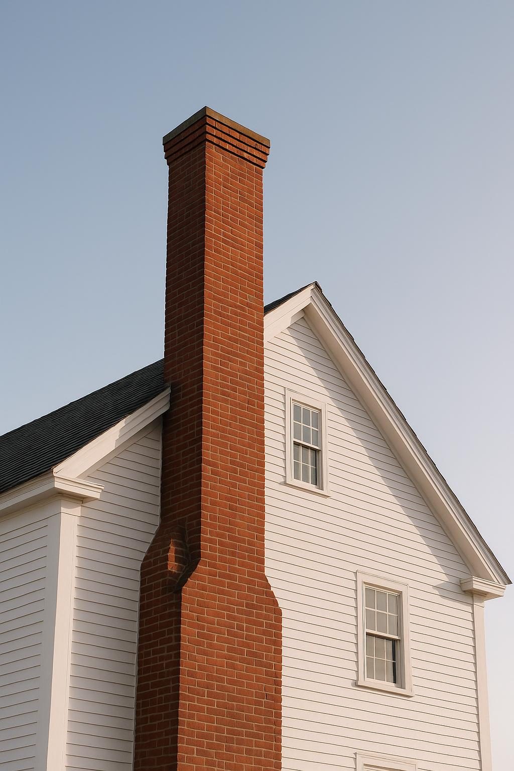 Brick chimney on a colonial house (illustration)